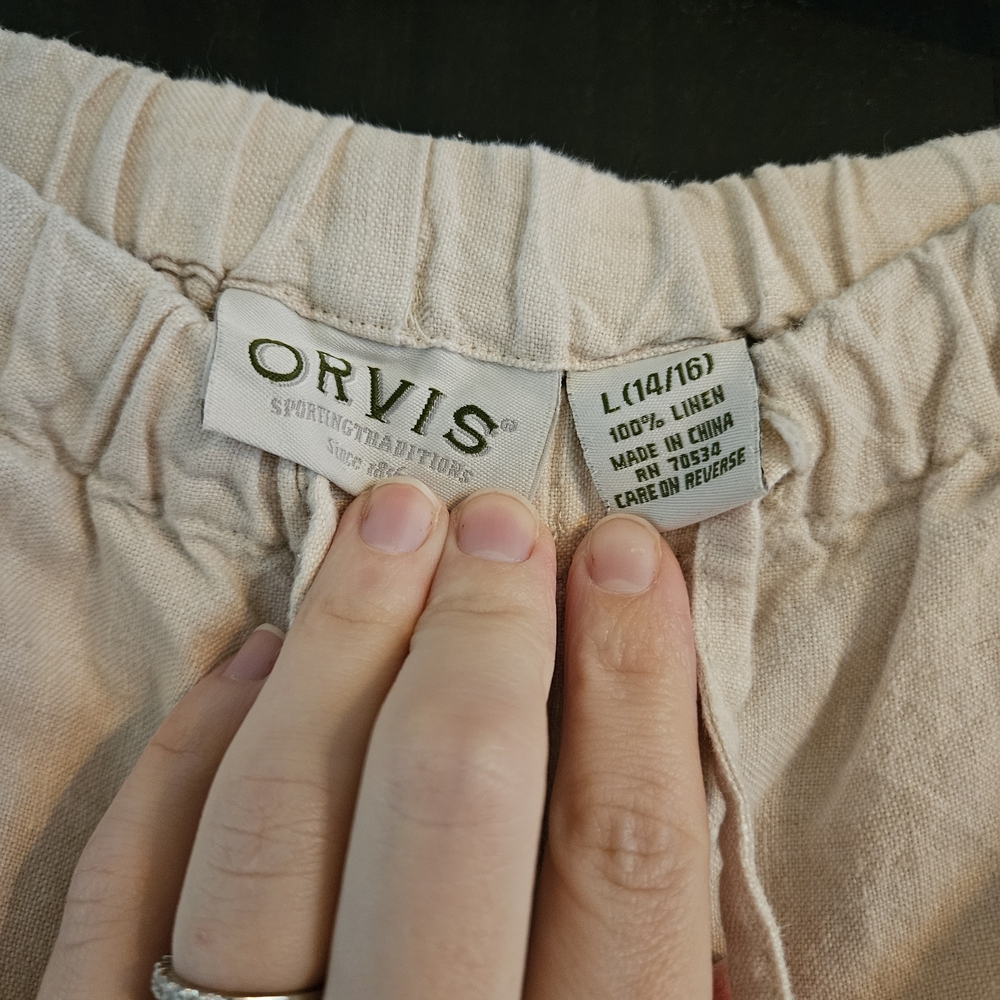 Orvis Women's Light Cream Linen Pants - Picture 3 of 3
